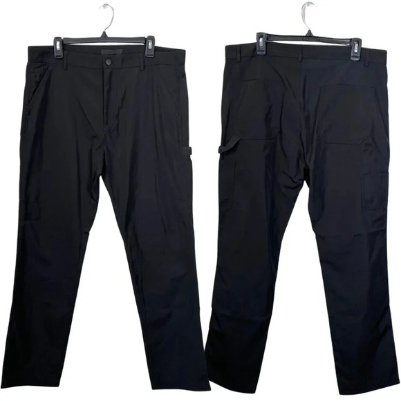 NWT Mennace Shop Flat Front Cargo Straight Leg Pants Men's Size 36 Black Utility - Picture 1 of 15